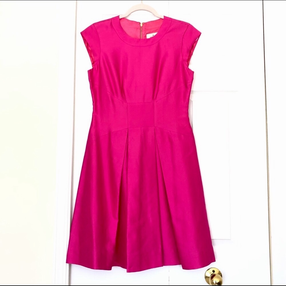 💝🤩🆕 Sz 4 Kate Spade ♠️ silk fit and flare dress in hot pink